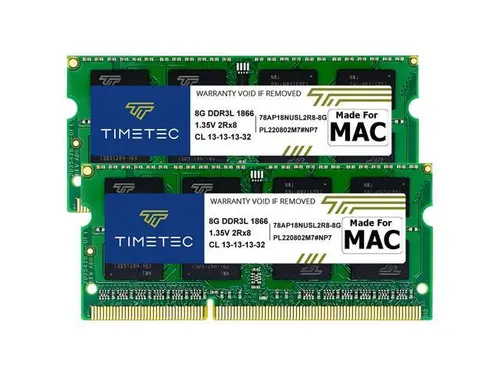 Timetec Hynix IC 16GB Kit (2x8GB) DDR3L 1866MHz PC3-14900 Unbuffered Non-ECC 1.35V CL13 2Rx8 Dual Rank 204 Pin SODIMM Apple Memory RAM Module...