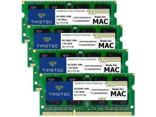 Timetec 32GB KIT(4x8GB) Compatible for Apple DDR3 1067MHz/1066MHz PC3-8500 CL7 Dual Rank for iMac (Late 2009 27-inch) 204 Pin Dual Rank SODIMM...
