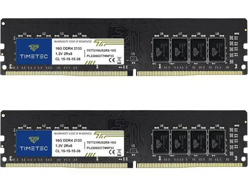 Timetec 32GB KIT (2x16GB) DDR4 2133MHz (PC4-2133P) PC4-17000 UDIMM Desktop RAM 288-Pin 1.2V CL15 Non-ECC Unbuffered DIMM Memory Module Upgrade