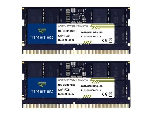 Timetec 32GB KIT(2x16GB) DDR5 4800MHz PC5-38400 Unbuffered Non-ECC 1.1V CL40 1Rx8 Single Rank 262 Pin SODIMM Laptop Memory RAM Module Upgrade (32GB...