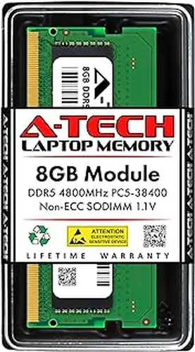 A-Tech 8GB DDR5 4800MHz PC5-38400 CL40 SODIMM 1.1V Non-ECC Unbuffered SO-DIMM 262-Pin Laptop Computer RAM Memory Upgrade Module