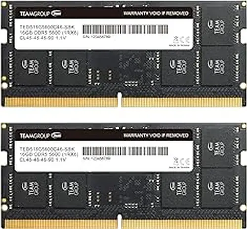 TEAMGROUP Elite SODIMM DDR5 32GB (2x16GB) 5600Mhz (PC5-44800) CL46 Non-ECC Unbuffered 1.1V 262 Pin Laptop Memory Module Ram - TED532G5600C46ADC-S01