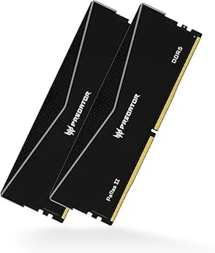 Acer Predator Pallas II DDR5 RAM 64GB (32GBx2) 6000MHz CL30 PC5-51200 Intel XMP 3.0 AMD EXPO Compatible Computer Memory, Black - BL.9BWWR.437