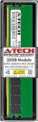 A-Tech 32GB DDR5 4800MHz PC5-38400 CL40 UDIMM 2Rx8 Dual Rank 1.1V Non-ECC Unbuffered DIMM 288-Pin Desktop PC/Computer RAM Memory Upgrade Module