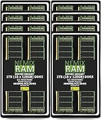 2TB (16X128GB) DDR5 4800MHz PC5-38400 4Rx4 1.1V CL40 288-PIN ECC Registered RDIMM NEMIX RAM Server Memory KIT