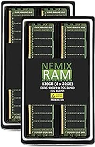 NEMIX RAM 128GB (4X32GB) DDR5 4800MHz PC5-38400 2Rx8 1.1V CL40 288-PIN ECC RDIMM Registered Server Memory KIT