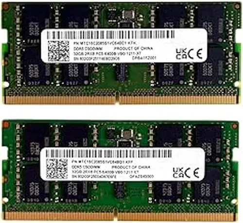 64GB (2x32GB) DDR5 6400Mhz Memory Module Kit: Factory Original Replacement RAM for MTC16C2085S1V64BD1 - Laptops, Notebooks, SFF All-In-One Systems, PC5-51200 CSODIMM 1Rx16 CL52 1.1v 262 Pin, ECC