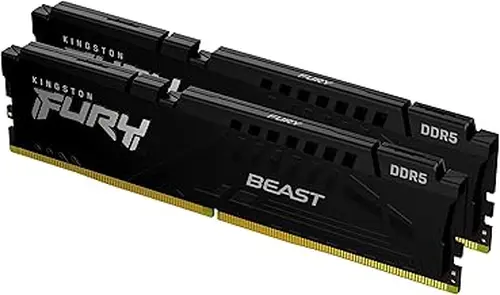 Kingston FURY Beast 16GB (2x8GB) 5200MT/s DDR5 CL40 Desktop Memory | Intel XMP 3.0 | Kit of 2 | KF552C40BBK2-16