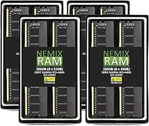 NEMIX RAM 256GB (8X32GB) DDR5 5600MHz PC5-44800 2Rx8 1.1V CL46 288-PIN ECC Unbuffered UDIMM Memory KIT