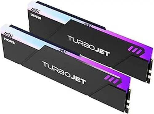 AGI UD858 TURBOJET RGB DDR5 6000MHz 32GB(2x16GB) CL30-40-40-96 1.35V, Intel XMP 3.0 and AMD EXPO Desktop Computer Memory - AGI6APC16UD858 | CL30 Latency, High Performance Gaming Desktop Memory. Compatible with Intel XMP 3.0 and AMD Expo. PC RAM Kit