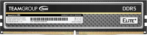 TEAMGROUP Elite Plus DDR5 16GB 6000MHz PC5-48000 CL48 Unbuffered Non-ECC 1.1V UDIMM 288 Pin Desktop Memory Module Ram (Black) - TPBD516G6000HC4801