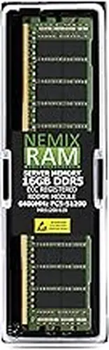 NEMIX RAM 16GB (1X16GB) DDR5 6400MHz PC5-51200 CL52 1Rx8 1.1V 288-PIN ECC RDIMM Registered Server Memory Compatible with Samsung M321R2GA3EB2-CCP