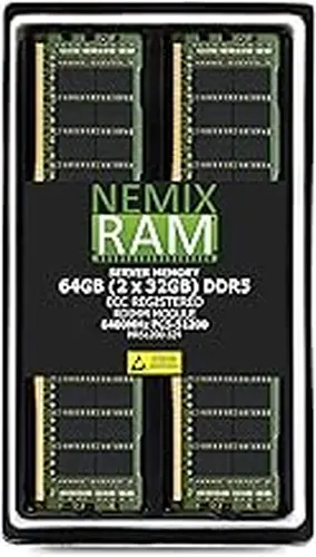 NEMIX RAM 64GB (2X32GB) DDR5 6400MHz PC5-51200 CL52 2Rx8 1.1V 288-PIN ECC RDIMM Registered Server Memory KIT