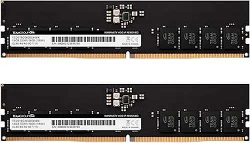 TEAMGROUP Elite DDR5 32GB Kit (2x16GB) 5600Mhz PC5-44800 CL46 Non-ECC Unbuffered UDIMM 288 Pin PC Computer Desktop Memory Module Ram Supports Intel & AMD TED532G5600C46DC01