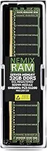 NEMIX RAM 32GB (1X32GB) DDR5 6400MHZ PC5-51200 CL52 2Rx8 1.1V 288-PIN ECC RDIMM Compatible with HPE P64985-B21, P69727-B21, P69727-H21, P69727-K21 Registered Smart Memory