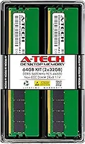 A-Tech 64GB Kit (2x32GB) RAM for Dell OptiPlex 7010 SFF Plus, 7010 Tower Plus, 7020 SFF Plus, 7020 Tower Plus | DDR5 5600MHz PC5-44800 DIMM 2Rx8 1.1V 288-Pin Non-ECC UDIMM Memory Upgrade