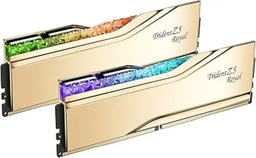 G.SKILL Trident Z5 Royal Series DDR5 RAM (Intel XMP 3.0) 32GB (2x16GB) 7200MT/s CL34-45-45-115 1.40V Desktop Computer Memory U-DIMM - Gold (F5-7200J3445G16GX2-TR5G)