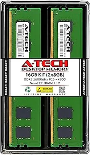 A-Tech 16GB Kit (2x8GB) DDR5 5600MHz PC5-44800 CL46 UDIMM 1.1V Non-ECC Unbuffered DIMM 288-Pin Desktop PC/Computer RAM Memory Upgrade Modules