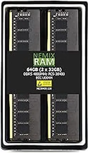 NEMIX RAM 64GB (2X32GB) DDR5 4800MHz PC5-38400 2Rx8 1.1V CL40 288-PIN ECC Unbuffered UDIMM KIT Compatible with Dell PowerEdge R360 Rack Server