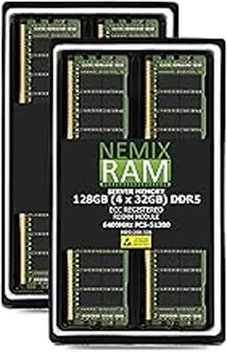 NEMIX RAM 128GB (4X32GB) DDR5 6400MHZ PC5-51200 CL52 2Rx8 1.1V 288-PIN ECC RDIMM Registered Server Memory Compatible with SuperMicro BigTwin SuperServer SYS-222BT-HER