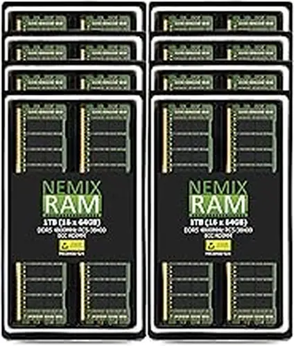 NEMIX RAM 1TB (16X64GB) DDR5 4800MHz PC5-38400 2Rx4 1.1V CL40 288-PIN ECC RDIMM Registered Server Memory KIT