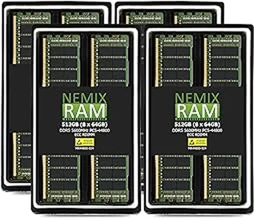 NEMIX RAM 512GB (8X64GB) DDR5 5600MHZ PC5-44800 2Rx4 1.1V CL46 288-PIN ECC RDIMM Registered Server Memory KIT Compatible with ASUS Pro WS WRX90E SAGE SE Workstation Motherboard