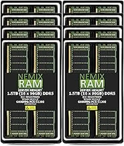 1.5TB 16X96GB DDR5 6400MHZ PC5-51200 CL52 2Rx4 1.1V 288-PIN ECC Registered RDIMM NEMIX RAM Server Memory KIT Compatible with Dell PowerEdge XE9680L Rack Server