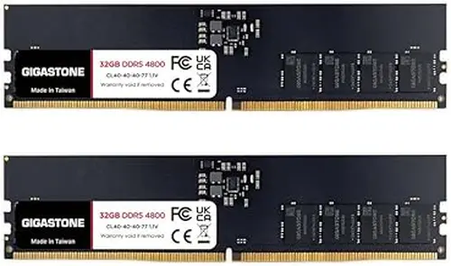 【DDR5 RAM】 GIGASTONE 64GB Kit (2x32GB) DDR5 4800MHz PC5-38400 CL 40-40-40-77 1.1V UDIMM 288 Pin Unbuffered Non ECC PC Desktop Memory Module Upgrade