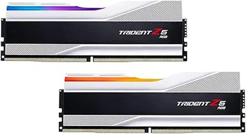 G.SKILL Trident Z5 RGB Series DDR5 RAM (Intel XMP 3.0) 64GB (2x32GB) 6000MT/s CL32-38-38-96 1.40V Desktop Computer Memory U-DIMM - Metallic Silver (F5-6000J3238G32GX2-TZ5RS)