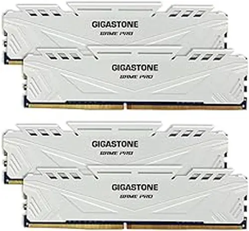 【DDR5 RAM】 GIGASTONE Game PRO 128GB Kit (4x32GB) DDR5 6400MHz PC5-51200 CL40-40-40-84 Intel XMP 3.0 AMD Expo 1.35v UDIMM 288 Pin Unbuffered Non ECC High Performance Gaming Desktop Memory – White
