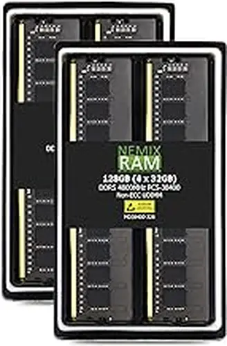 NEMIX RAM 128GB (4X32GB) DDR5 4800MHZ PC5-38400 2Rx8 1.1V CL40 288-PIN Non-ECC Unbuffered UDIMM Desktop PC Memory KIT Compatible with Dell Alienware Aurora R15