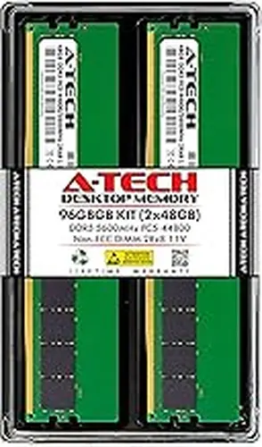 A-Tech 96GB Kit (2x48GB) RAM for HP Z2 G1i SFF, Z2 G1i Tower Workstation | DDR5 5600MHz PC5-44800 DIMM 2Rx8 1.1V 288-Pin Non-ECC UDIMM Memory Upgrade