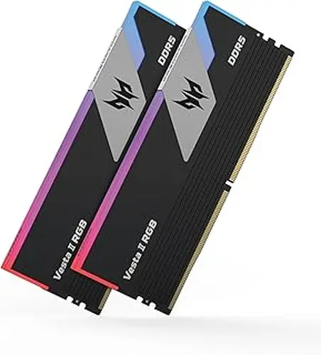 Acer Predator Vesta II RGB DDR5 RAM 32GB (16GBx2) 6000MHz CL36 PC5-48000, Intel XMP 3.0 AMD EXPO Compatible Computer Memory, Black BL.9BWWR.652