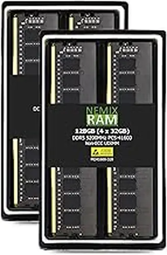 NEMIX RAM 128GB (4X32GB) DDR5 5200MHz PC5-41600 2Rx8 1.1V CL44 288-PIN Non-ECC Unbuffered UDIMM KIT Compatible with Supermicro SYS-531AD-I C9Z790-CG