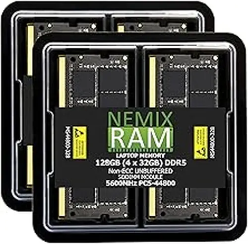 128GB 4X32GB DDR5 5600MHz PC5-44800 2Rx8 1.1V CL46 262-PIN Non-ECC Unbuffered SODIMM NEMIX RAM Laptop PC Memory KIT