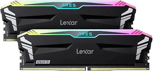 Lexar 32GB (2x16GB) ARES RGB DDR5 RAM 6400MT/s CL32 1.4V Desktop Memory - Intel XMP 3.0 & AMD Expo Compatible, Black (LD5EU016G-R6400GDLA)