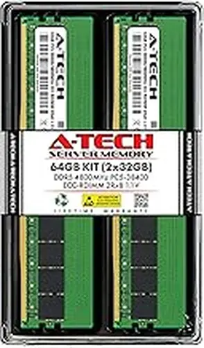 A-Tech A-Tech 64GB Kit (2x32GB) RAM for Dell PowerEdge HS5610, R660xs, R6615, R760xs, R7615, R960, T560, XE8640, XE9640, XE9680 | DDR5 4800MHz PC5-38400 EC8 RDIMM 2Rx8 ECC Registered Server Memory Upgrade