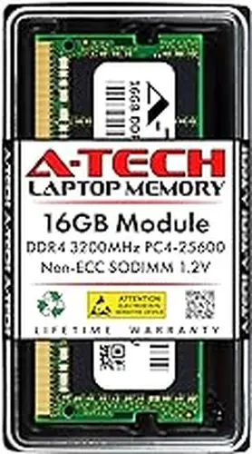 A-Tech 16GB DDR4 3200 MHz SODIMM PC4-25600 (PC4-3200AA) CL22 Non-ECC Laptop RAM Memory Module
