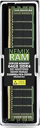 NEMIX RAM 64GB (1X64GB) DDR4 3200MHz PC4-25600 2Rx4 1.2V CL22 288-PIN ECC RDIMM Registered Server Memory