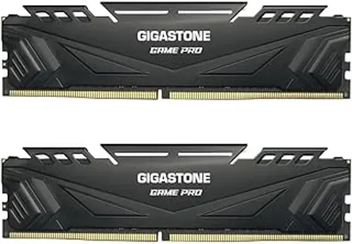 【DDR4 RAM】 GIGASTONE Game PRO 32GB Kit (2x16GB) DDR4 3200MHz PC4-25600 CL 16-18-18-40 Intel XMP 2.0 AMD Ryzen 1.35V UDIMM 288 Pin Unbuffered Non ECC High Performance Gaming Desktop Memory - Black
