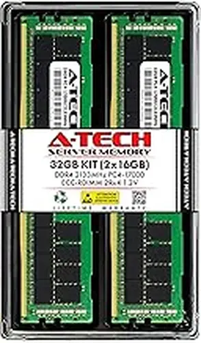 A-Tech 32GB Kit (2x16GB) DDR4 2133MHz PC4-17000 ECC RDIMM 2Rx4 Dual Rank 1.2V ECC Registered DIMM 288-Pin Server & Workstation RAM Memory Upgrade Modules (A-Tech Enterprise Series)