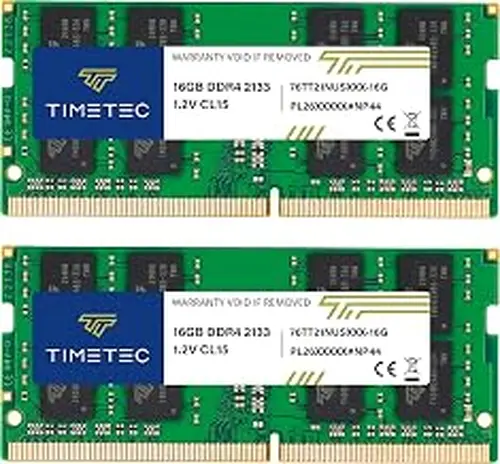 Timetec Premium 32GB KIT (2x16GB) DDR4 2133MHz (PC4-2133P) PC4-17000 SODIMM Laptop RAM – 260-Pin 1.2V CL15 Non-ECC Unbuffered Memory Module for Laptop, Notebook, Mini PC, All-in-One