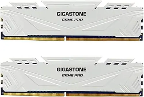 【DDR4 RAM】 GIGASTONE Game PRO 16GB Kit (2x8GB) DDR4 3200MHz PC4-25600 CL 16-18-18-40 Intel XMP 2.0 AMD Ryzen 1.35V UDIMM 288 Pin Unbuffered Non ECC High Performance Gaming Desktop Memory - White