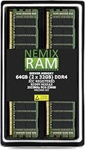 NEMIX RAM 64GB (2X32GB) DDR4 2933MHz PC4-23400 2Rx4 1.2V CL21 288-PIN ECC RDIMM Registered Server Memory KIT