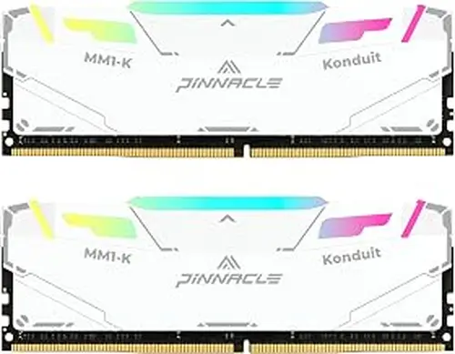 Timetec Pinnacle Konduit RGB DDR4 3200MHz PC4-25600 CL16-18-18-38 XMP2.0 Overclocking 1.35V Compatible for AMD and Intel Desktop Gaming PC Memory Module RAM (RGB White, 32GB KIT(2x16GB))