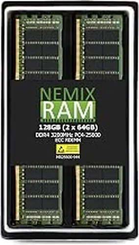 128GB 2X64GB DDR4 3200MHz PC4-25600 4Rx4 1.2V CL22 288-PIN ECC Registered RDIMM NEMIX RAM Server Memory KIT
