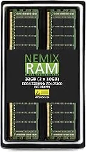 NEMIX RAM 32GB (2X16GB) DDR4 3200MHz PC4-25600 1Rx4 1.2V CL22 288-PIN ECC RDIMM Registered Server Memory KIT