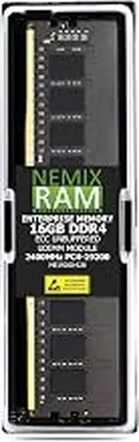 NEMIX RAM 16GB (1X16GB) DDR4 2400MHz PC4-19200 2Rx8 1.2V CL17 288-PIN ECC UDIMM Unbuffered Memory