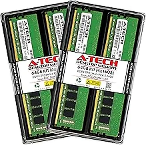 A-Tech 64GB Kit (4x16GB) RAM for Dell G5 5000 Gaming Desktop | DDR4 2933MHz PC4-23400 DIMM 1.2V 288-Pin Non-ECC UDIMM Memory Upgrade