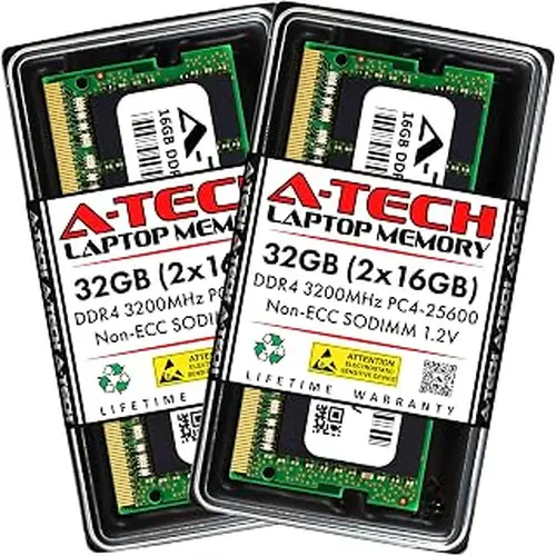 A-Tech 32GB (2x16GB) DDR4 3200 MHz SODIMM PC4-25600 (PC4-3200AA) CL22 Non-ECC Laptop RAM Memory Modules